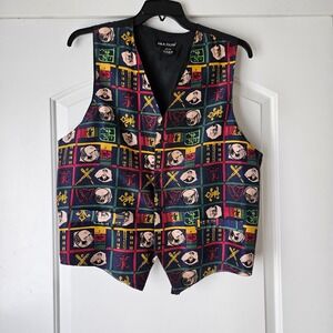 Silk Club Vest Mens Large Novelty 100% Silk History Fleur de Lis French Academia